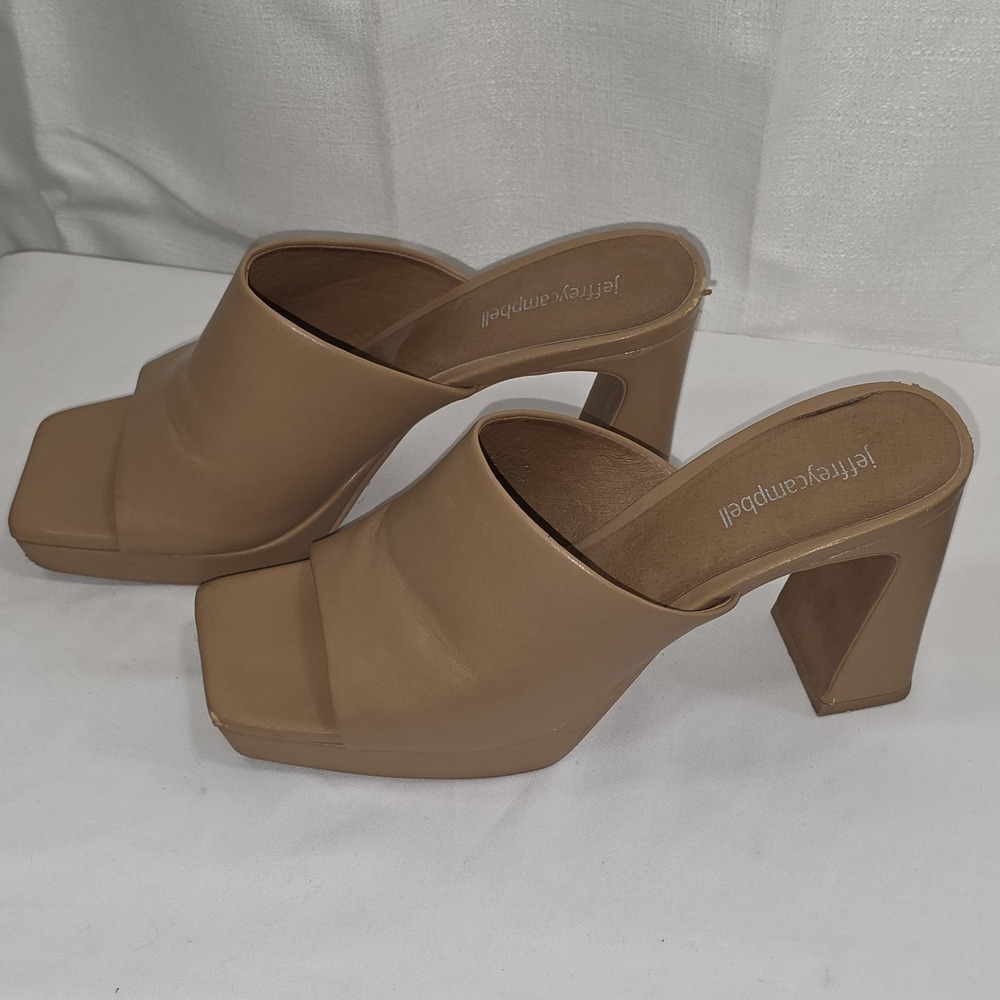 Jeffrey Campbell‎ Caviar Leather Platform Slide Sandals Women's Size 9
